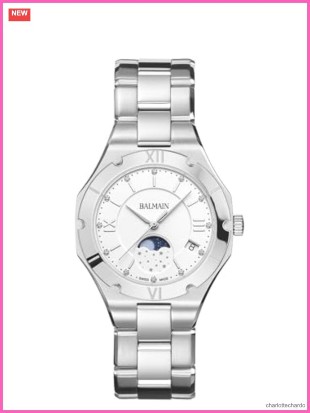 Swiss Quartz Dress Watch Stainless Steel 316L 33mm Diamond Dial